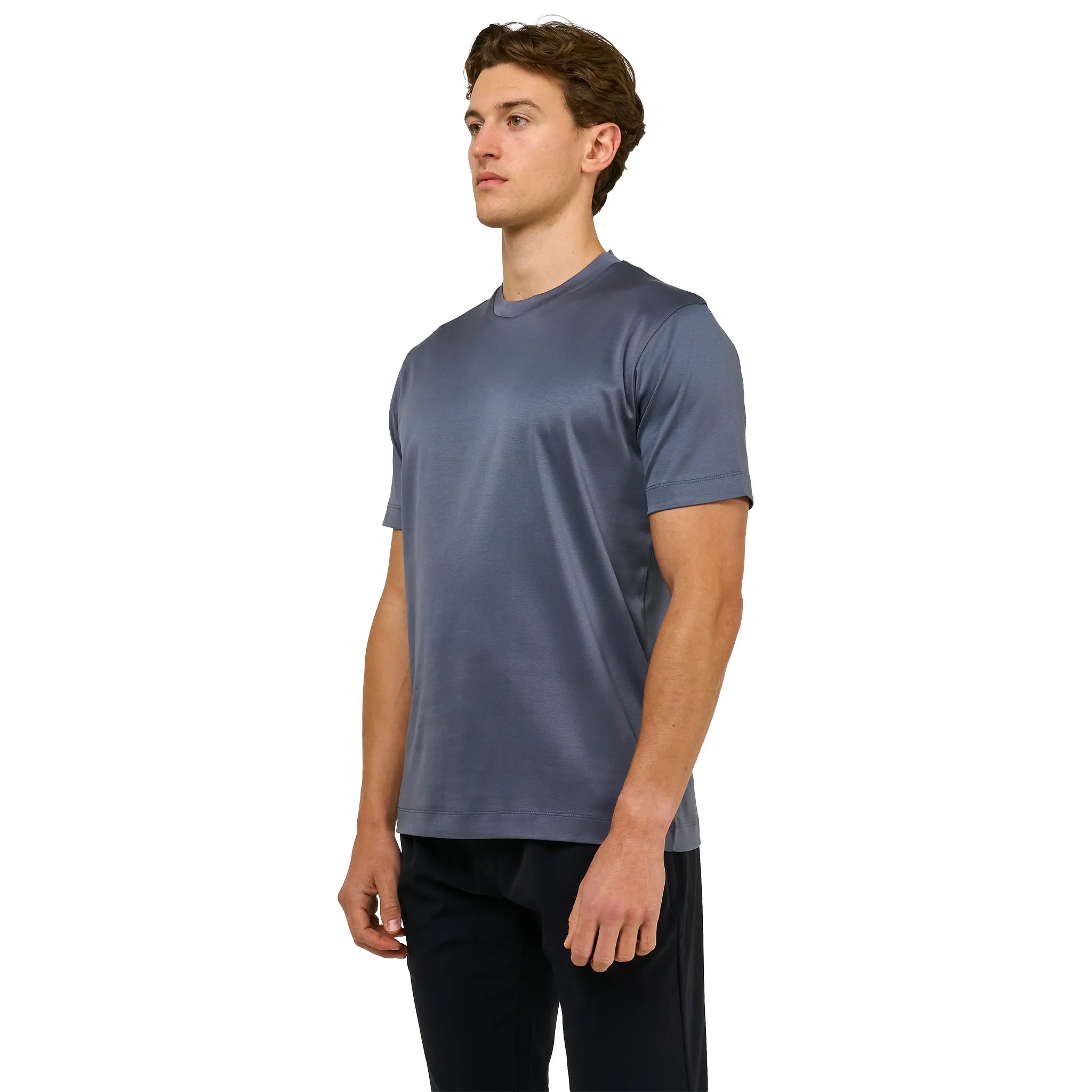 Front Side View of Loiano Egyptian Cotton Steel T Shirt